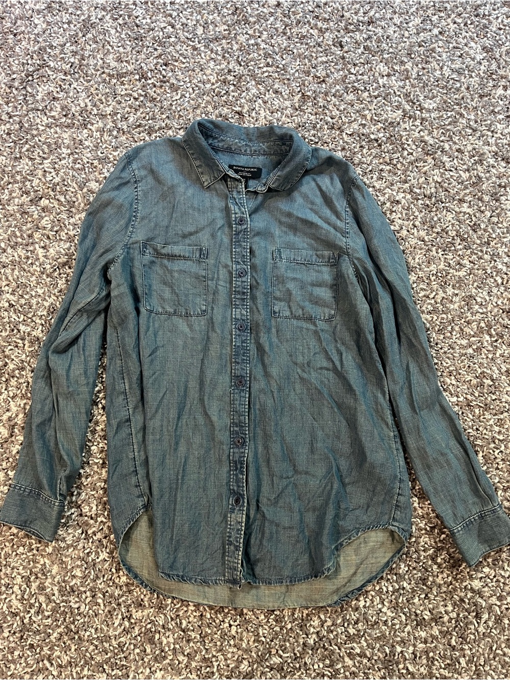 Banana Republic Women's Washed Denim Button-Down Shirt - Blue